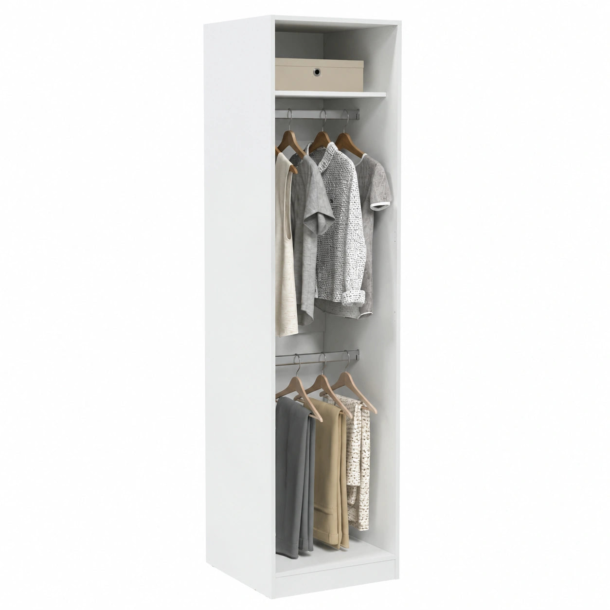 Armoire, avec rangement, coloris blanc, 50 x 50 x 200 cm, pour la chambre