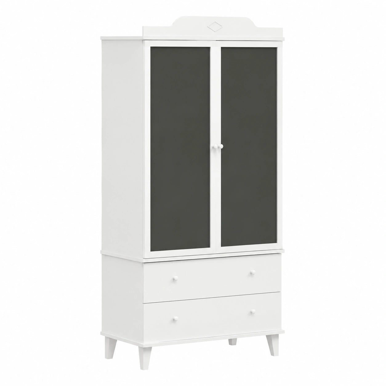 Armoire, avec rangement, avec tiroirs, coloris noir et blanc, 90 x 45 x 180 cm, pour la chambre