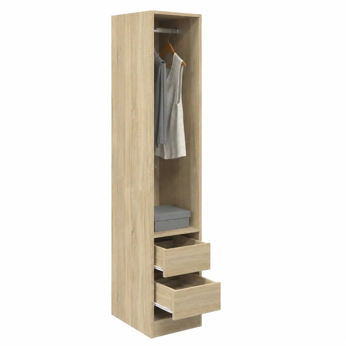 Armoire, en chêne, avec rangement, avec tiroirs, avec portes, 30 x 50 x 200 cm, pour la chambre