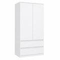 Armoire, avec rangement, avec tiroirs, 180 x 90 x 50 cm, coloris blanc, pour la chambre