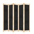 Armoire, en bois massif et tissu, 5 pièces, 200 x 170 x 4 cm, coloris noir, pour la chambre