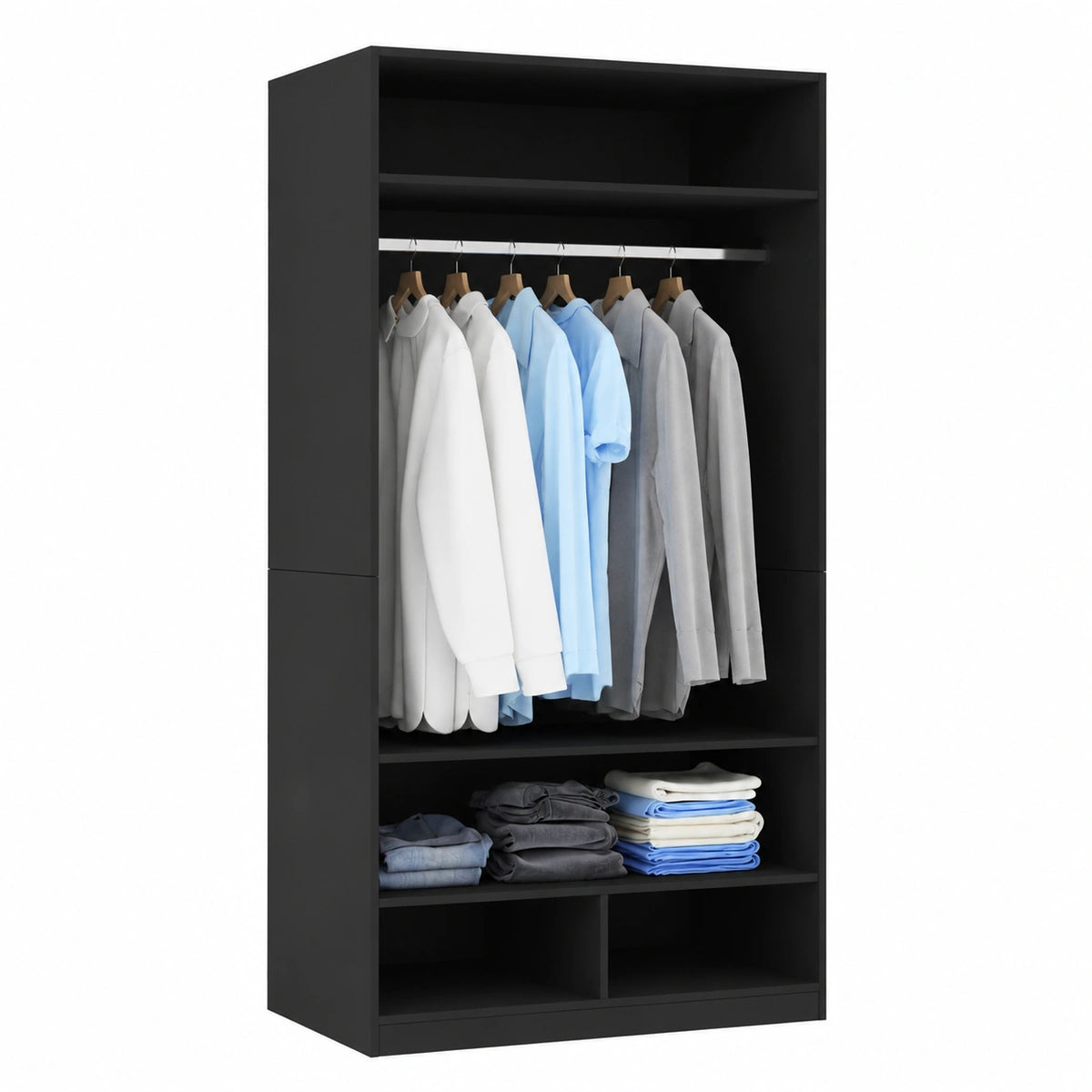 Armoire, avec rangement, 100 x 50 x 200 cm, coloris noir, pour la chambre