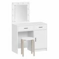 Armoire, avec rangement, avec tiroirs, avec éclairage LED, 50 x 41 x 135 cm, coloris blanc, pour la chambre