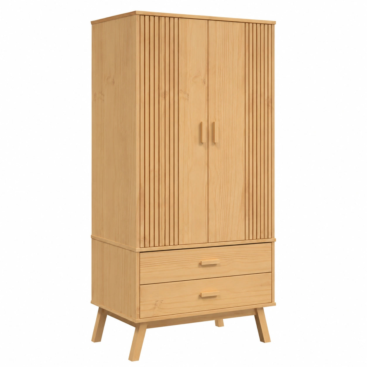 Armoire, avec rangement, en bois massif, 76,5 x 53 x 172 cm, coloris marron, pour la chambre