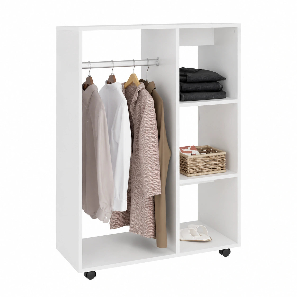 Armoire, avec rangement, coloris blanc, 80 x 40 x 110 cm, pour la chambre