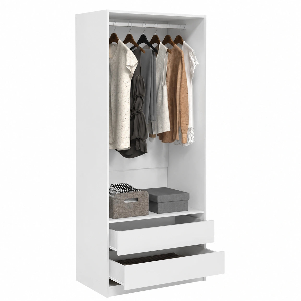 Armoire, avec rangement, avec tiroirs, avec portes, coloris blanc, 80 x 50 x 200 cm, pour la chambre