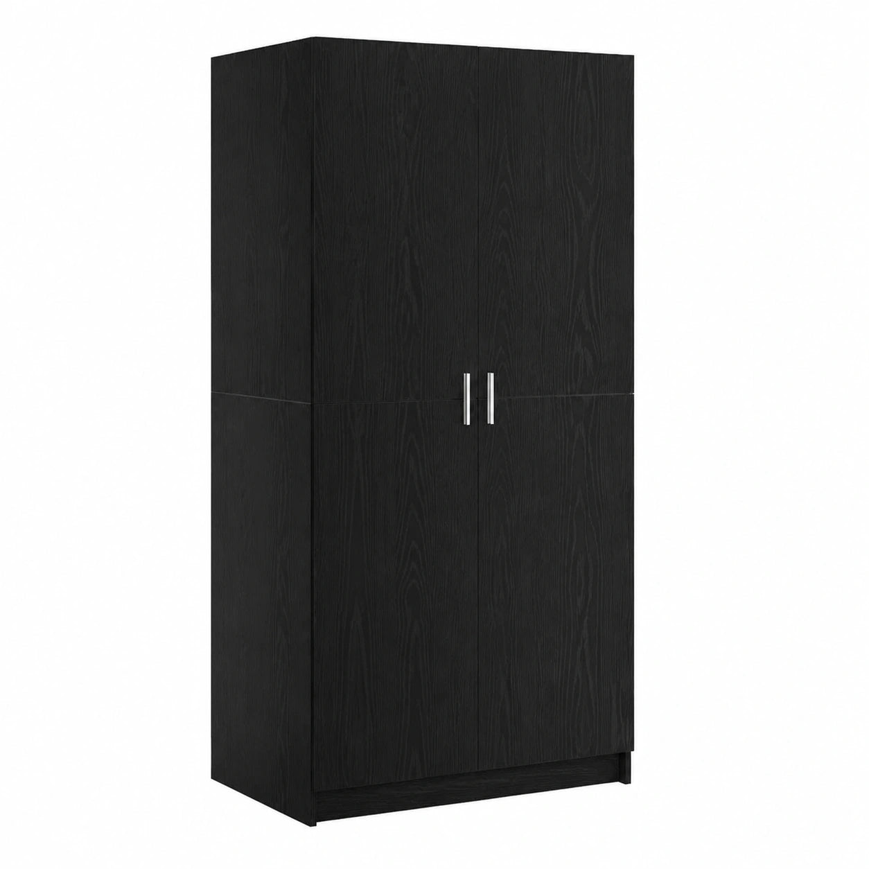 Armoire, avec rangement, avec étagères, avec portes, en chêne, 80 x 50,5 x 180 cm, coloris noir, pour la chambre