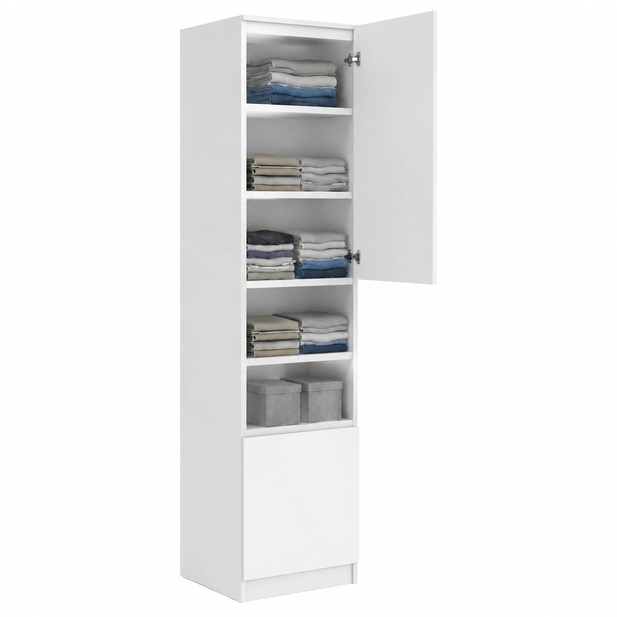 Armoire, avec rangement, avec portes, coloris blanc, 180,5 x 50 x 40 cm, pour la chambre