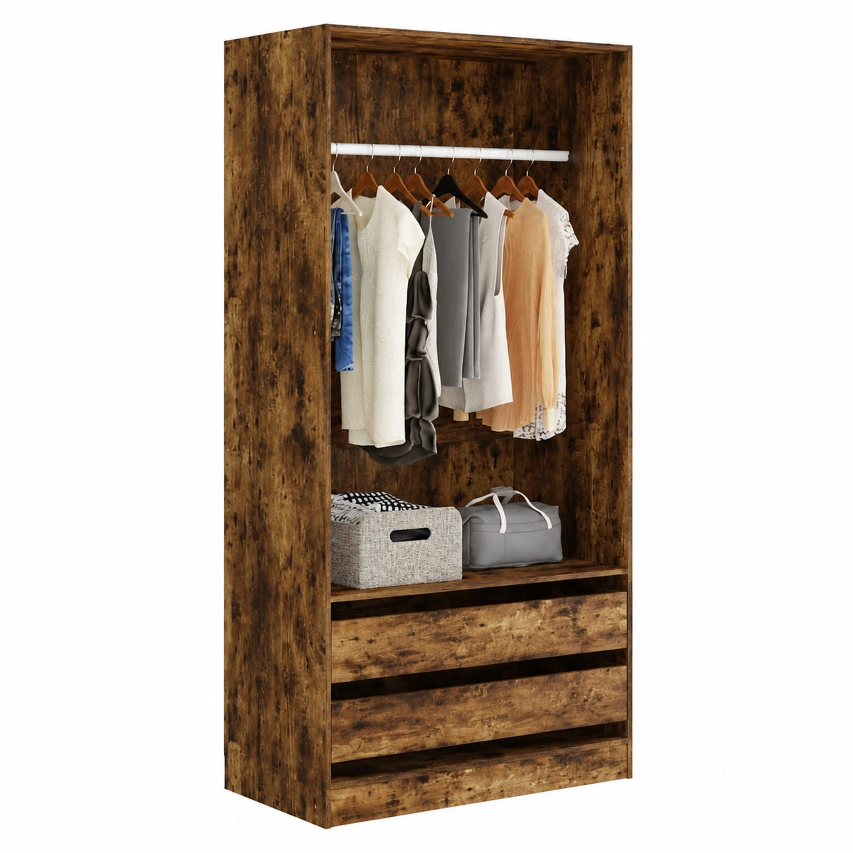 Armoire, avec rangement, avec tiroirs, en chêne, 100 x 50 x 200 cm, pour la chambre