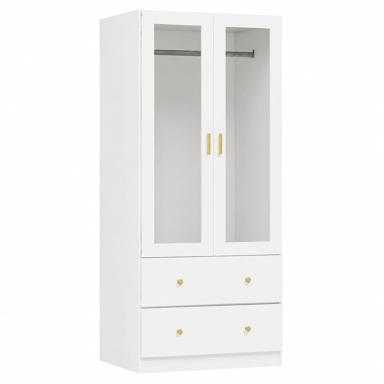 Armoire, avec tiroirs, avec portes, coloris blanc, 80 x 50 x 180 cm, pour la chambre