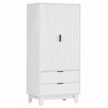 Armoire, avec tiroirs, avec portes, 80 x 50 x 180 cm, coloris blanc, pour la chambre