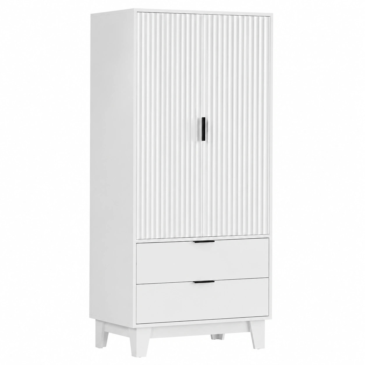 Armoire, avec tiroirs, avec portes, 80 x 50 x 180 cm, coloris blanc, pour la chambre