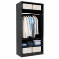 Armoire, avec rangement, coloris noir, 100 x 50 x 200 cm, pour la chambre