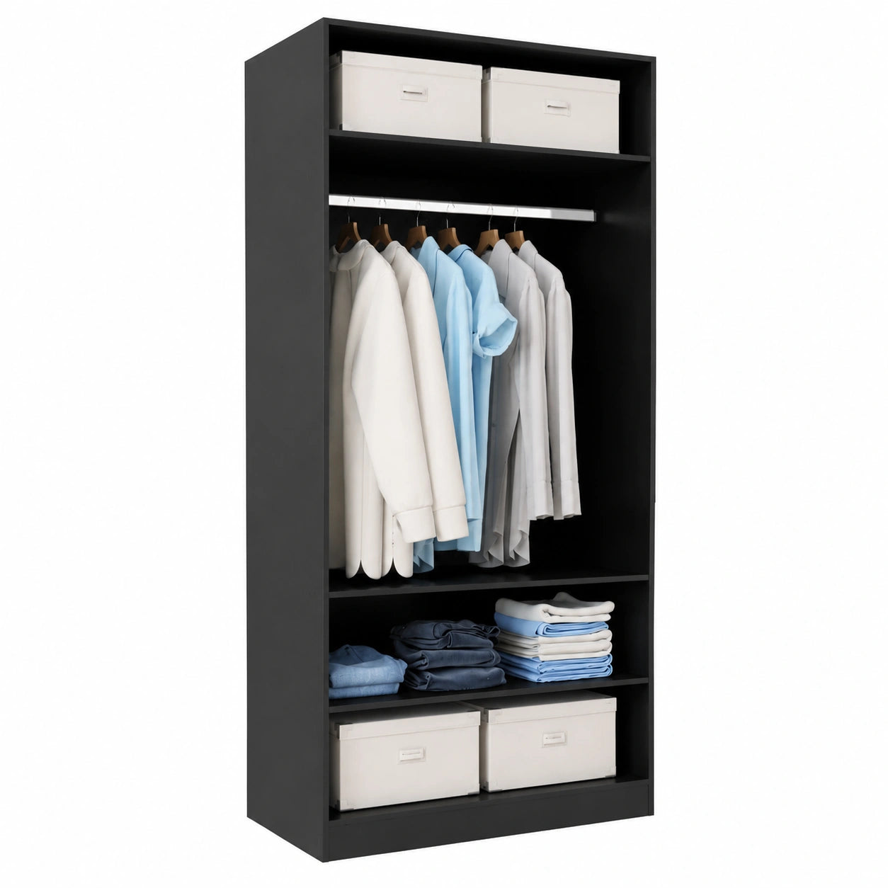 Armoire, avec rangement, coloris noir, 100 x 50 x 200 cm, pour la chambre