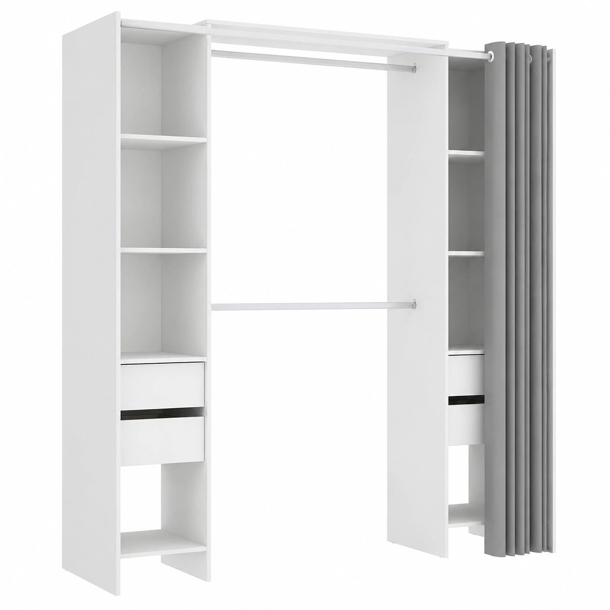 Armoire, avec tiroirs, avec étagères, coloris blanc, 205 x 50 x 177,5 cm, pour la chambre