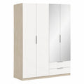 Armoire, avec tiroirs, avec portes, en chêne, coloris blanc, 157,3 x 51,1 x 203 cm, pour la chambre