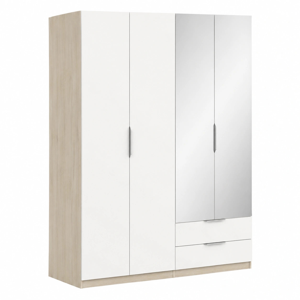Armoire, avec tiroirs, avec portes, en chêne, coloris blanc, 157,3 x 51,1 x 203 cm, pour la chambre