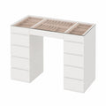 Coiffeuse, en verre, avec rangement, avec tiroirs, coloris blanc, pour la chambre