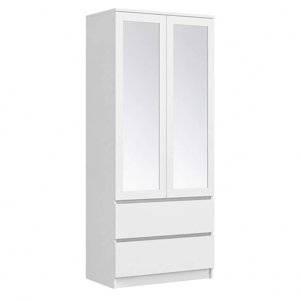 Armoire, avec tiroirs, avec portes, en panneaux de bois, coloris blanc, pour la chambre