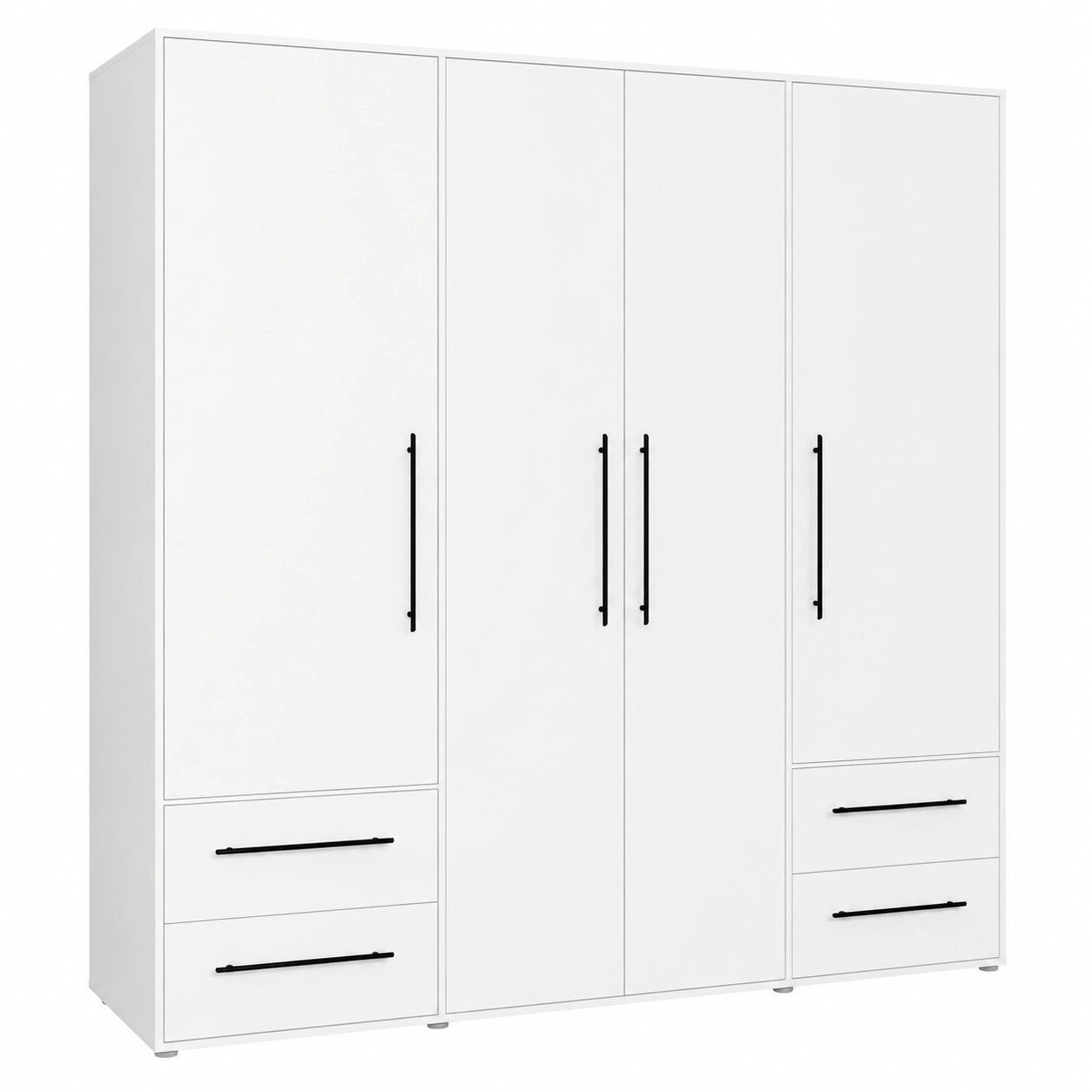 Armoire, avec tiroirs, avec étagères, avec portes, coloris blanc, 206 x 59 x 200 cm, pour la chambre