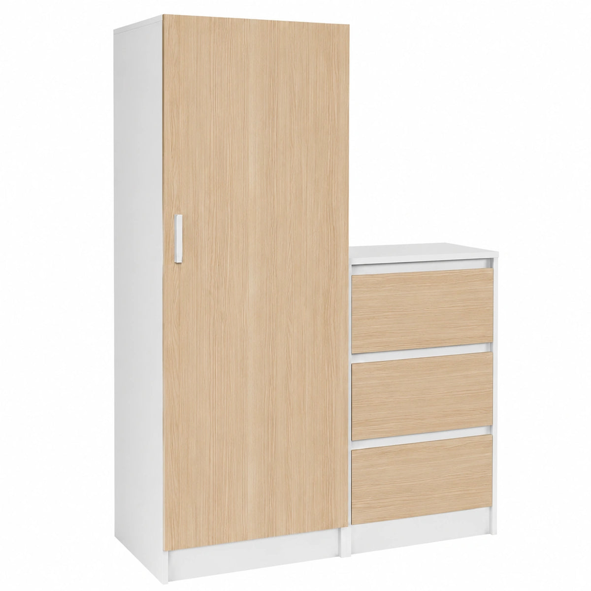 Armoire, modulable, avec tiroirs, avec portes, coloris blanc, pour la chambre