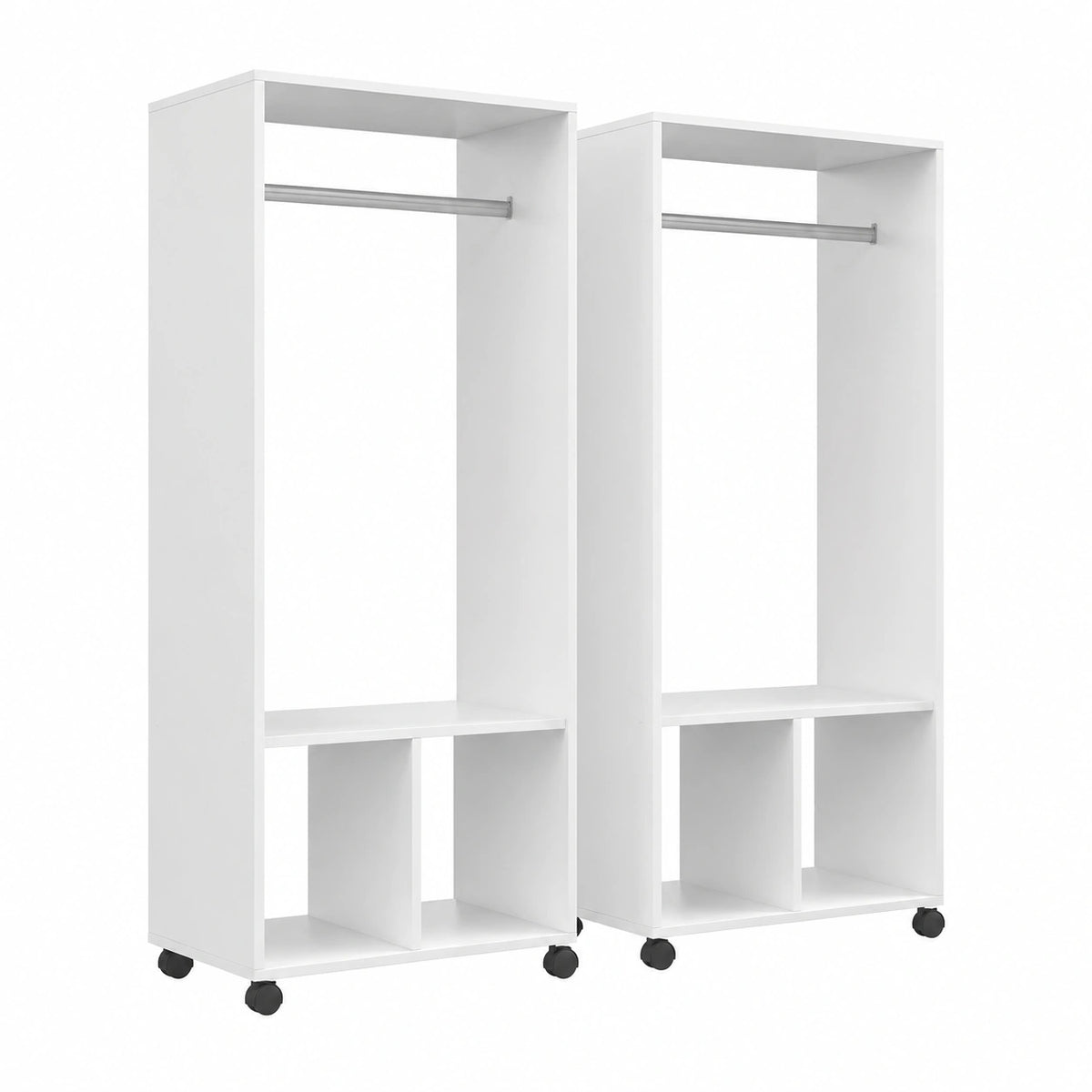 Armoire, sur roulettes, coloris blanc, pour la chambre
