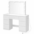 Commode, réglable, avec tiroirs, avec prise intégrée, coloris blanc, 110 x 39,5 x 140,5 cm, pour la chambre ou le salon