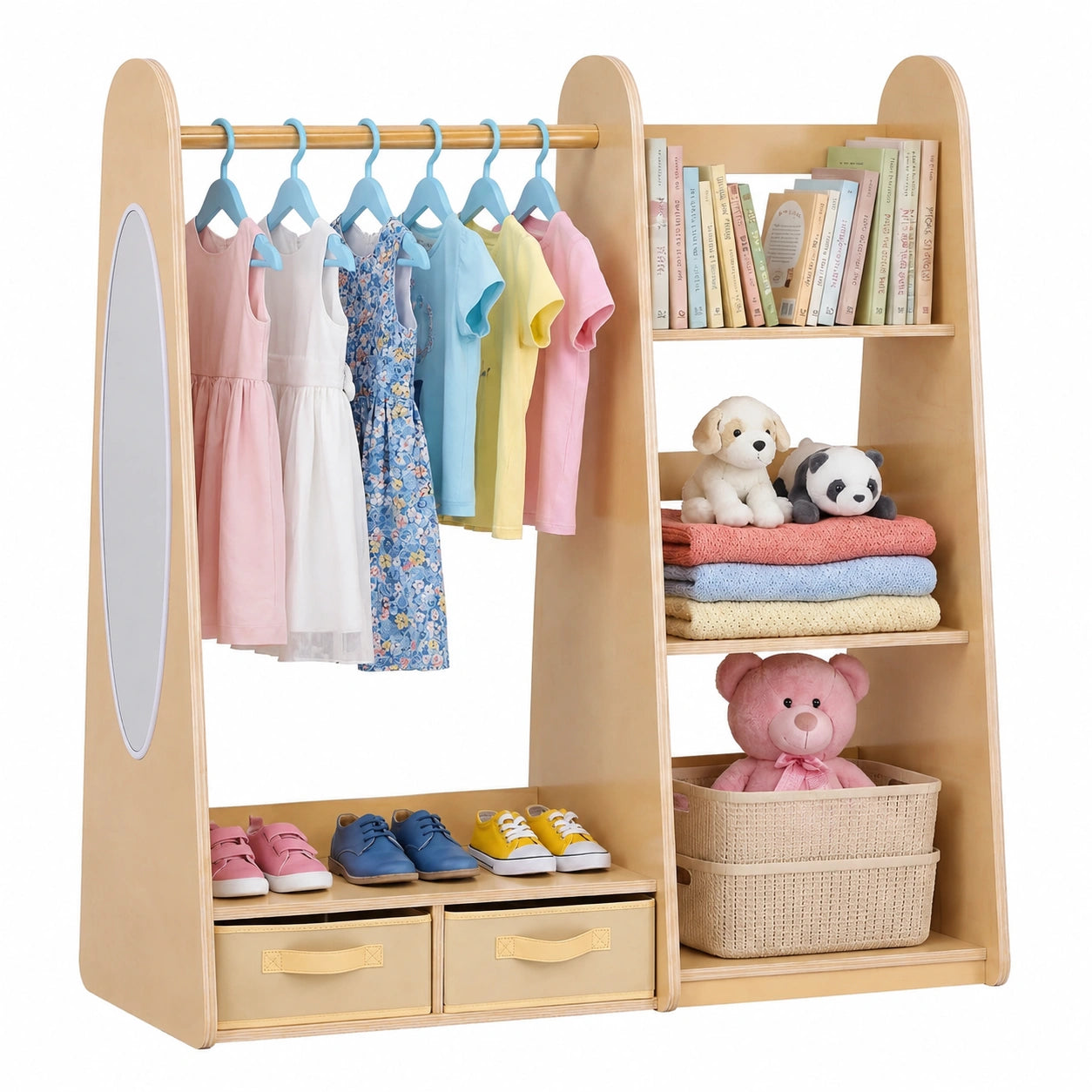 Armoire, avec rangement, avec étagères, coloris naturel, pour la chambre