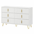 Commode, avec rangement, avec tiroirs, coloris blanc et doré, pour la chambre ou le salon